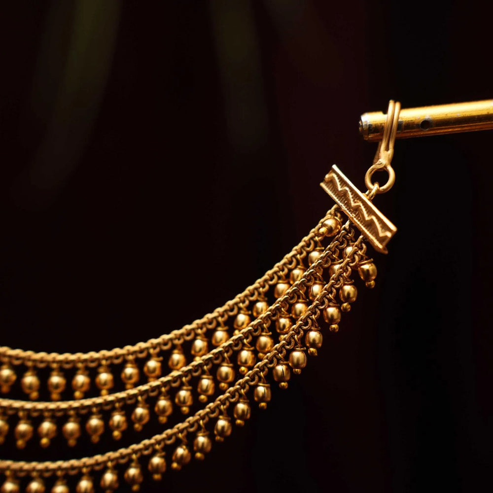 HARIKA ANTIQUE EAR CHAIN - GOLDEN BALL