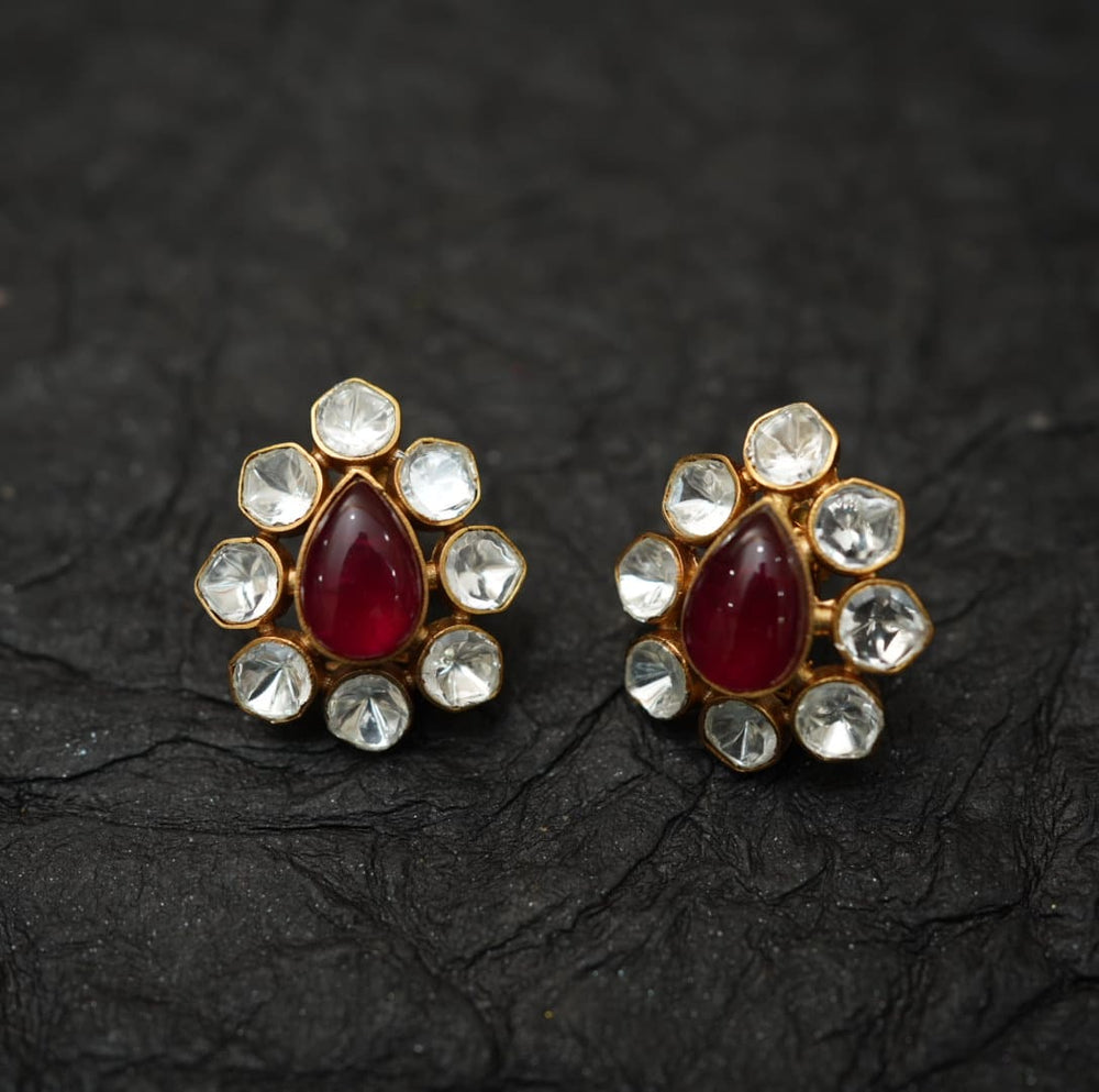 SIYA POLKI EAR STUD - RED