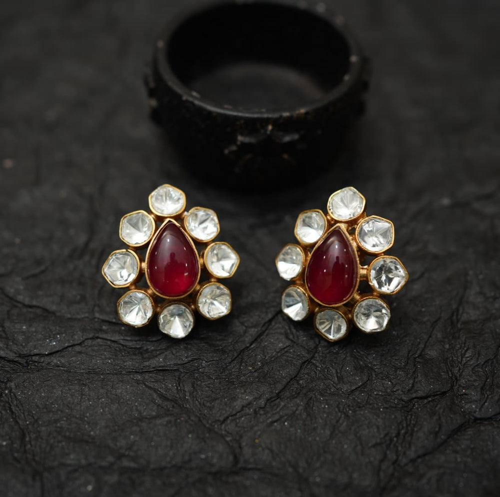 SIYA POLKI EAR STUD - RED