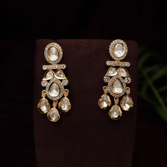 SAVYA POLKI EARRINGS - WHITE