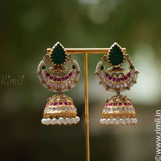 AARUSHA GREEN POLKI JHUMKA