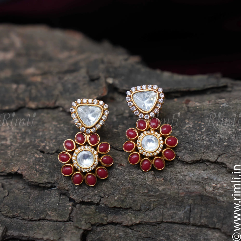 ADITI POLKI EARRINGS - RED